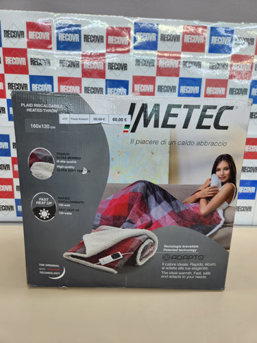 Imetec Adapto Velvet Tartan, Manta eléctrica de 160 x 120 cm, tejido aterciopelado y sedoso, equipado con tecnología Adapto, dispositivo de seguridad, 6 temperaturas, se puede lavar en la lavadora